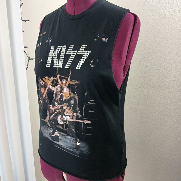 Zara Trafaluc KISS Graphic Muscle Tee M retro distressed sleeveless tank top TRF - Picture 16 of 16